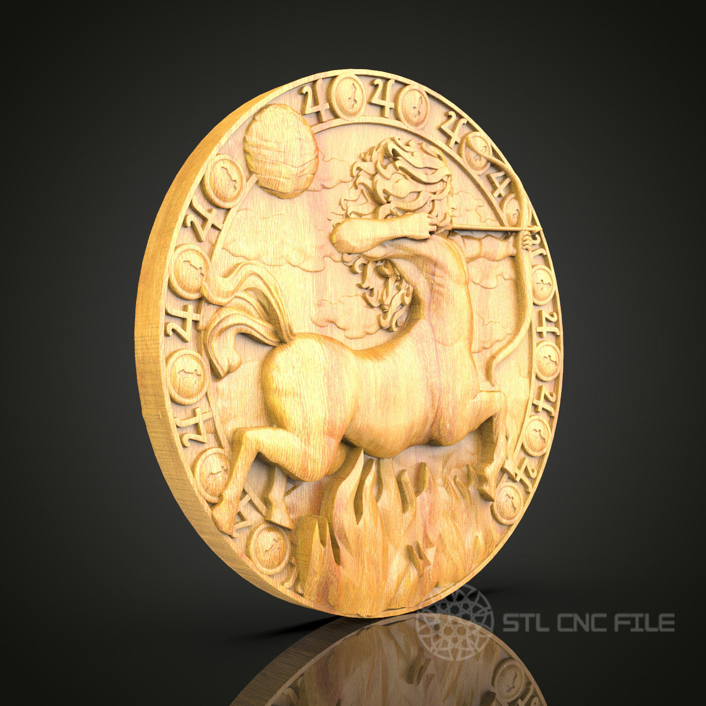 Sagittarius Zodiac Wood Carving - CNC Engraved Archer Wall Art, Astrological Decor, Unique Gift