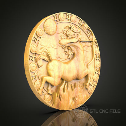 Sagittarius Zodiac Wood Carving - CNC Engraved Archer Wall Art, Astrological Decor, Unique Gift