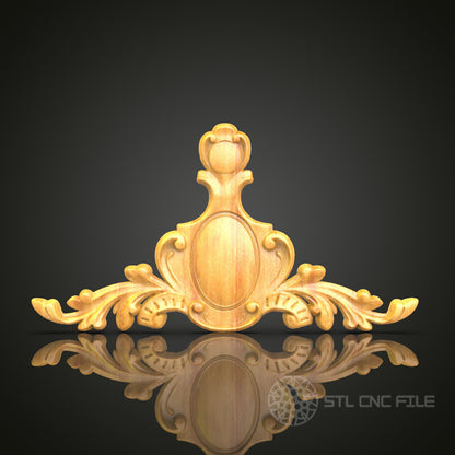 Elegant Rococo Crown Motif STL Model, CNC Router Files for Decorative Wood Carving