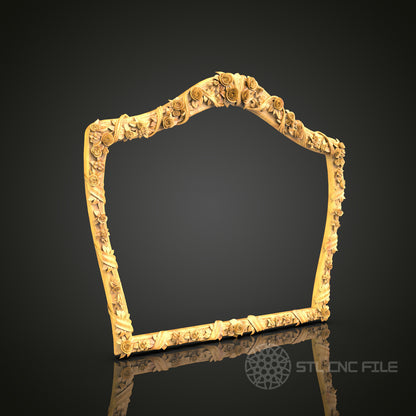 Floral Elegance Arch Frame STL Model - CNC Router Files for Artcam, Aspire - Rose Motif Wood Art, Wall Decor CNC Engraving