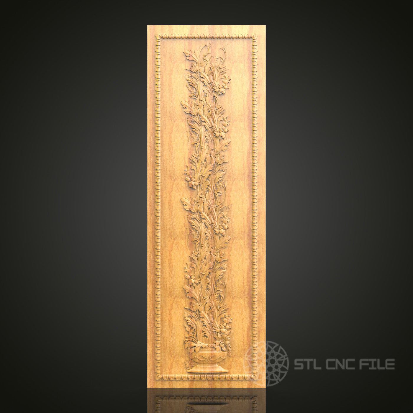 Classic Floral Relief Panel STL Model for CNC Routers – Wood Wall Art and Decor