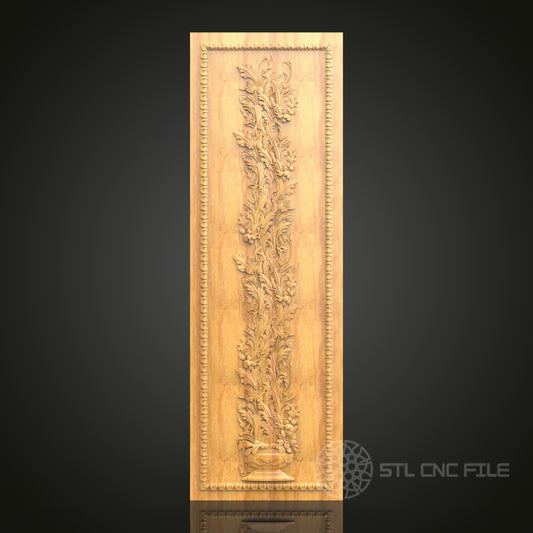 Classic Floral Relief Panel STL Model for CNC Routers – Wood Wall Art and Decor