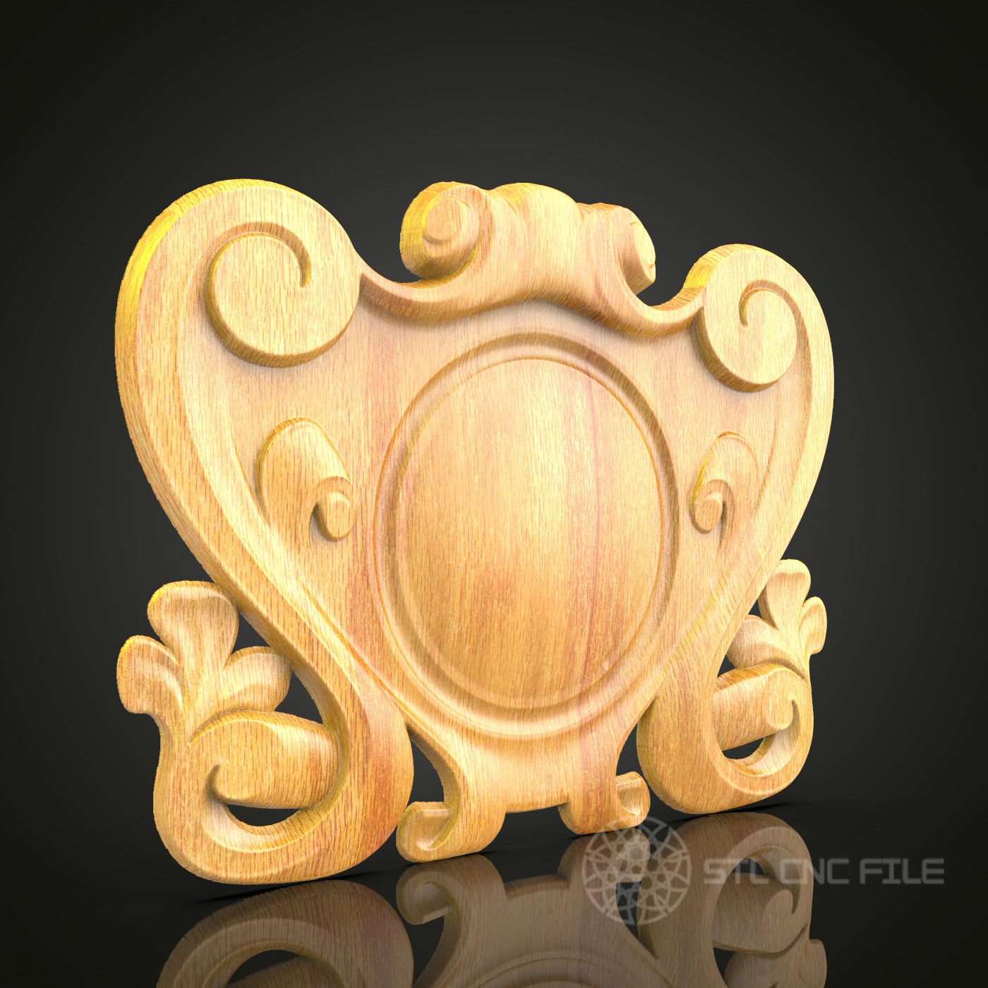 Classic Rococo Shield STL Model for CNC Routers - Ideal for Artcam & Aspire, Exquisite Home Decor