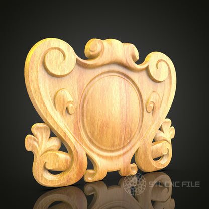 Classic Rococo Shield STL Model for CNC Routers - Ideal for Artcam & Aspire, Exquisite Home Decor