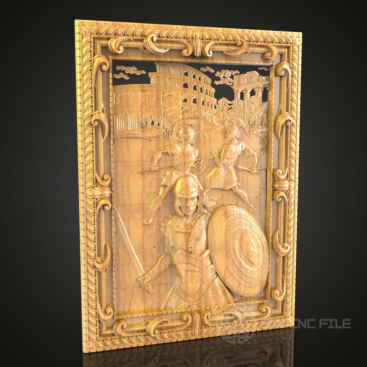 Battle of the Gladiators: CNC Carved Scene, STL Model, Ancient Rome Wall Art