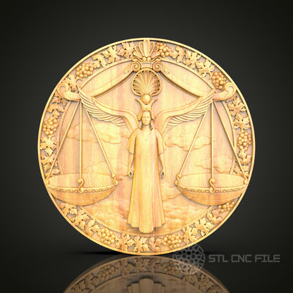 Justice Scale Wall Art - Intricate CNC Router STL Model for Artcam & Aspire