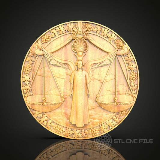 Justice Scale Wall Art - Intricate CNC Router STL Model for Artcam & Aspire