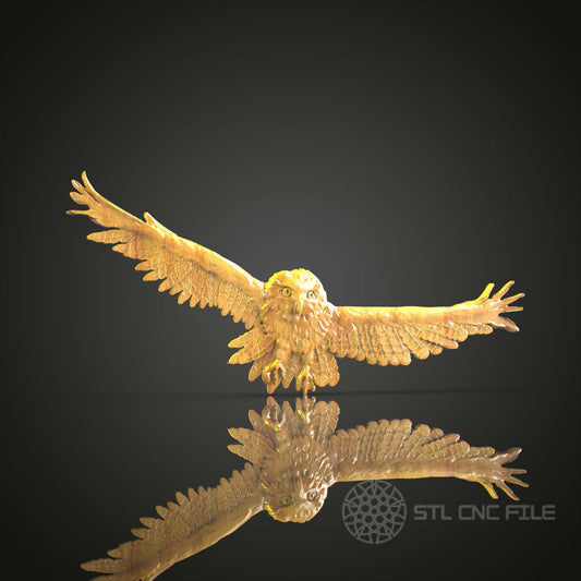 Dynamic Soaring Owl STL for CNC, Artcam & Aspire, Detailed Wood Art, Expansive Wall Decor Design