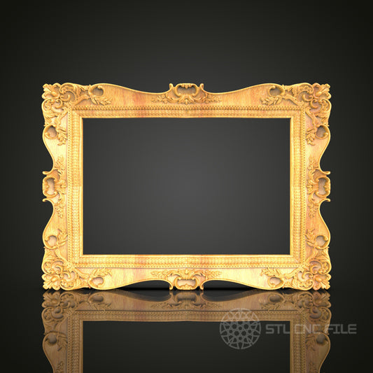 Ornate Golden Scrolls Frame STL Model - CNC Router Files for Artcam, Aspire - Luxurious Wood Art, Wall Decor CNC Engraving