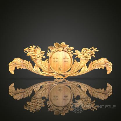 Rococo Scroll and Floral Ornament STL Model, CNC Router Files for Luxurious Wood Carvings