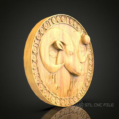 Capricorn Zodiac and Celestial STL Model for CNC EngravinAries Zodiac Wood Carving - CNC Engraved Wall Decor, Astrology Art, Perfect for Home and Officeg