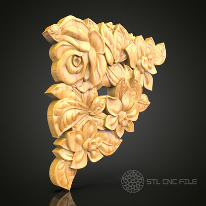 Botanical Circle STL Model for CNC Routers – Lush Floral Wood Carving Decor