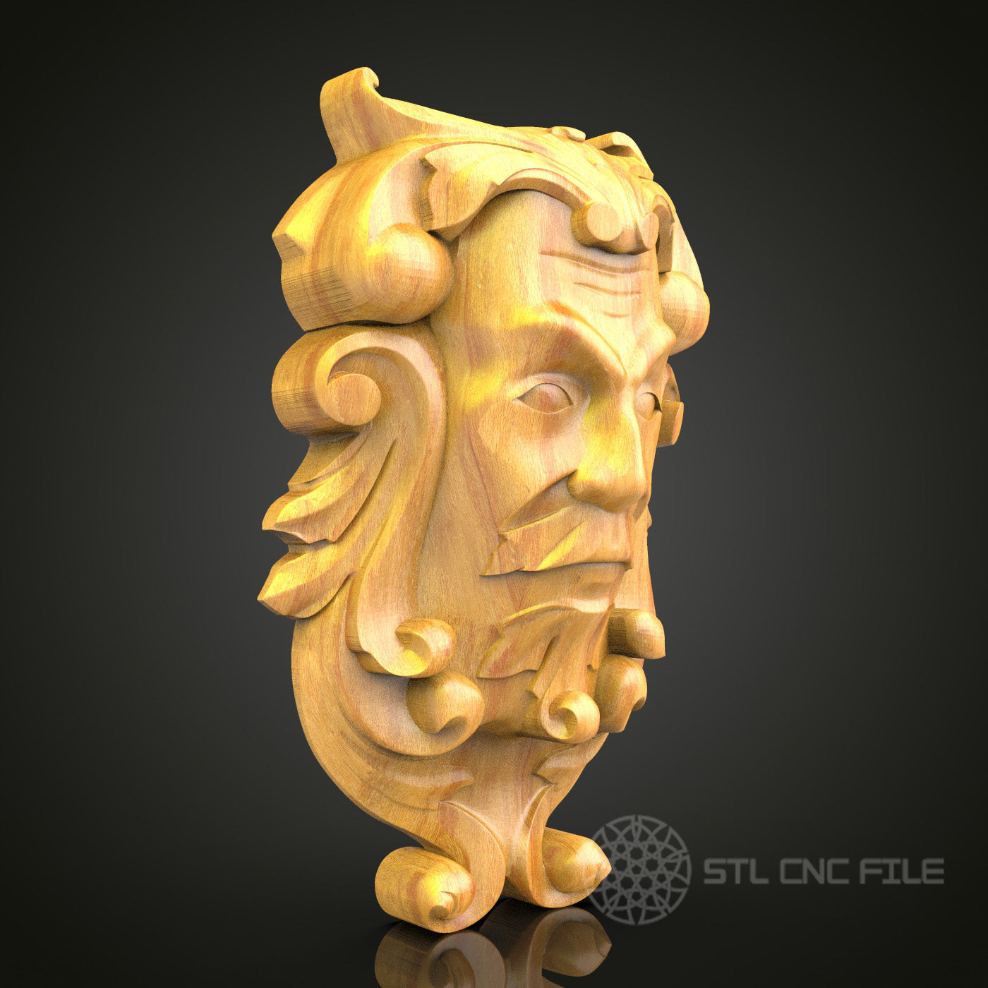 Green Man Mythical Face CNC Router Engraver STL Model – Ideal for Artcam & Aspire, Perfect for Wall Art