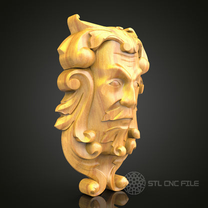 Green Man Mythical Face CNC Router Engraver STL Model – Ideal for Artcam & Aspire, Perfect for Wall Art