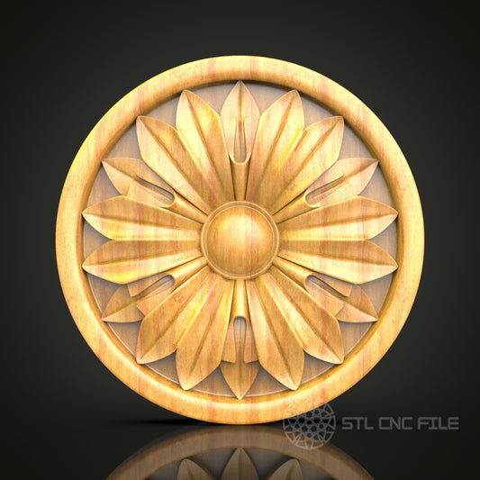 Floral Medallion CNC Router Engraver STL Model – Perfect for Artcam & Aspire, Ideal for Wood Wall Art and Decor