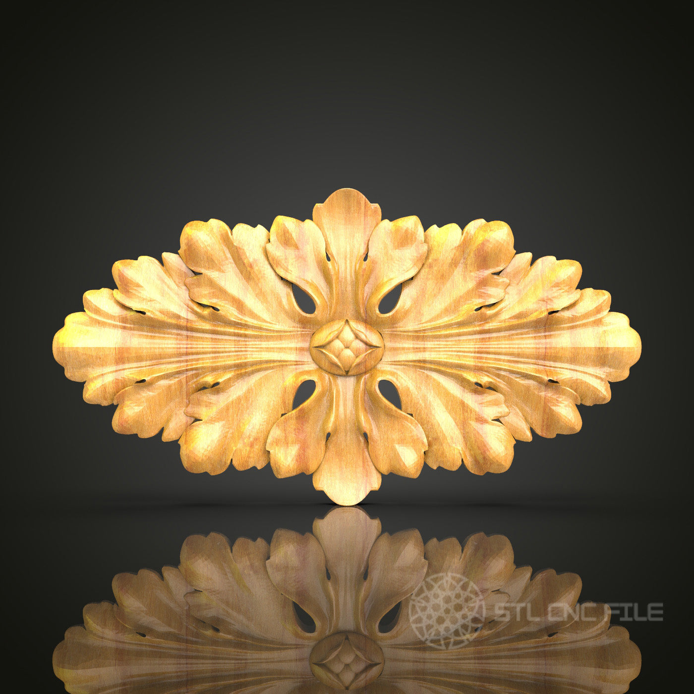 Floral Wood Carving STL Model, CNC Router Files for Engraving, Artcam Aspire Decorative Panel