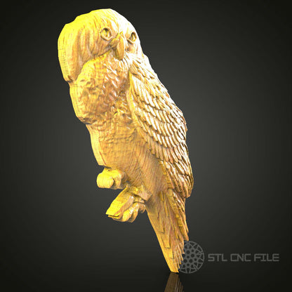 Perched Owl CNC STL Model, Wood Engraving File for Artcam & Aspire, Rustic Wall Art Decor