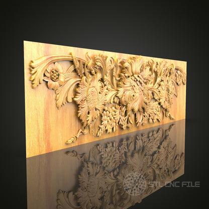 Grandiose Floral Crest STL Model for CNC Routers – Majestic Wall Art Decor