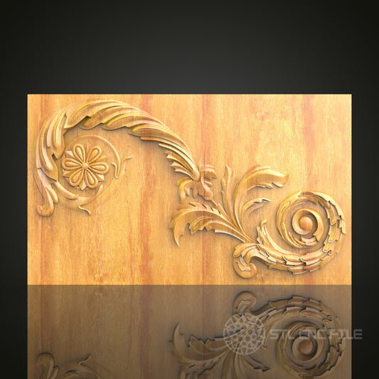 Floral Swirl Corner STL Model for CNC Routers – Elegant Wood Art for Home Decor