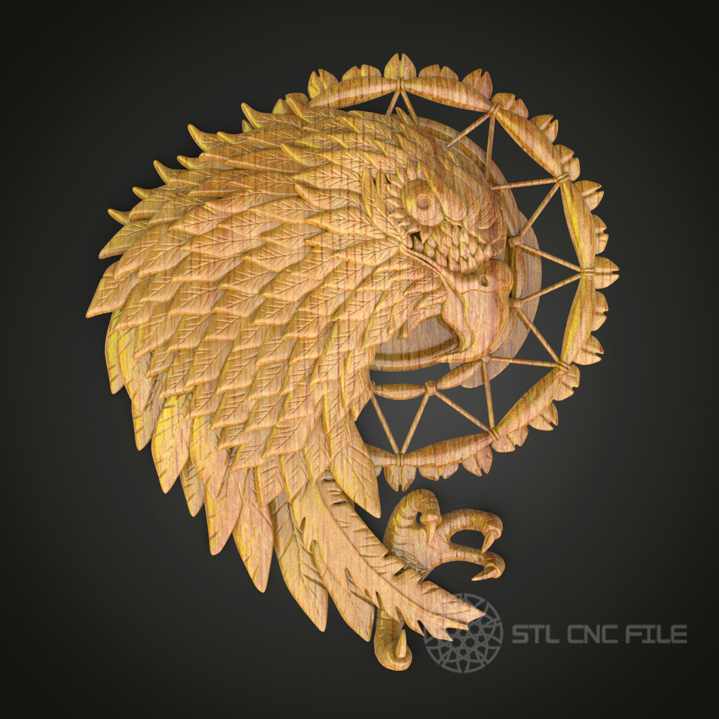 Regal Phoenix Elegance - CNC Router Ready 3D STL Model, Woodworking Engraving File, Artcam Aspire Artistic Wall Decor, Luxurious Wood Art