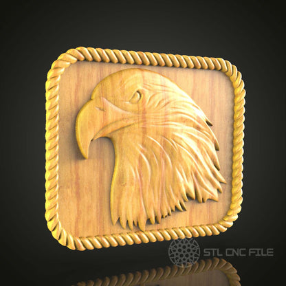 Eagle Head 3D Relief - STL Model for CNC Router Engraver, Artcam, Aspire, CNC Files, Wood Art Plaque
