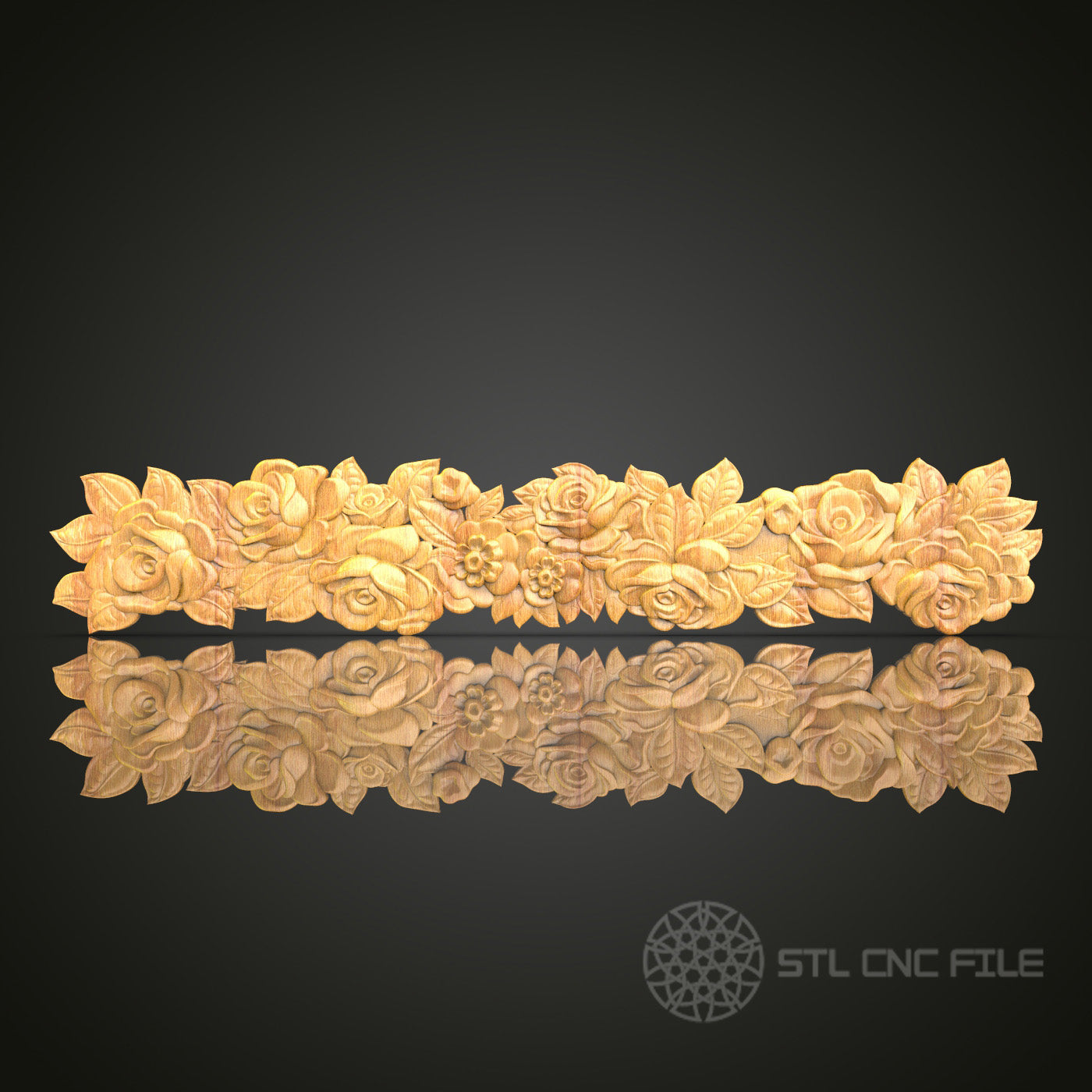 Rose Garland STL Model for CNC Routers – Delicate Floral Trim for Home Decor