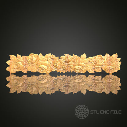 Rose Garland STL Model for CNC Routers – Delicate Floral Trim for Home Decor