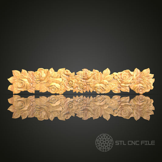 Rose Garland STL Model for CNC Routers – Delicate Floral Trim for Home Decor