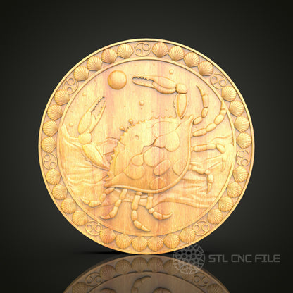 Cancer Zodiac Wood Carving - CNC Engraved Wall Art, Astrological Sign Decor, Ideal for Home and Gift