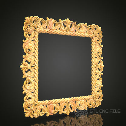 Golden Nautical Rope Frame STL Model - CNC Router Files for Artcam, Aspire - Maritime Theme Wood Art, Wall Decor CNC Engraving