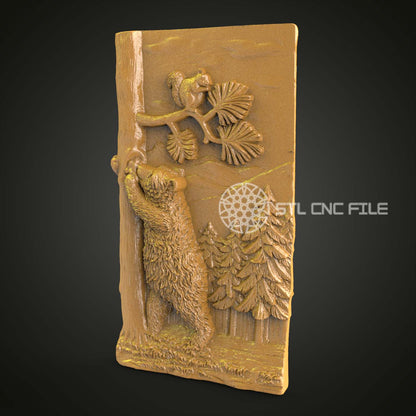 Curious Bear and Squirrel 3D STL Model for CNC, Perfect with Artcam & Aspire