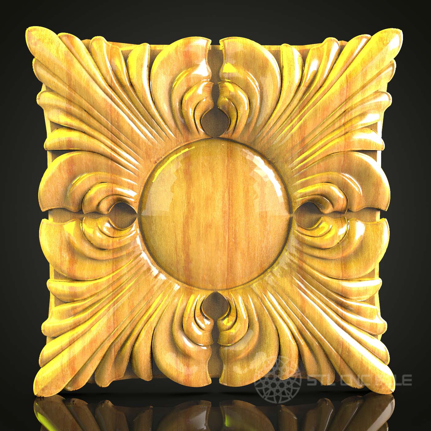Baroque-Inspired Floral Rosette STL Model for CNC Router - Luxurious Wood Art Decor, Compatible with Artcam, Aspire