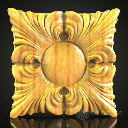 Baroque-Inspired Floral Rosette STL Model for CNC Router - Luxurious Wood Art Decor, Compatible with Artcam, Aspire