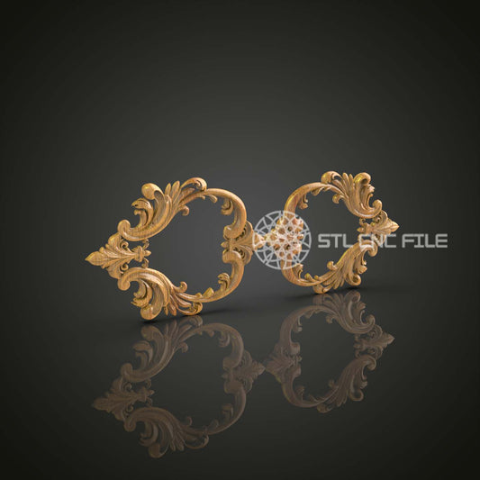 Baroque Corner Ornaments STL File for CNC, Elegant Scrollwork Artcam Aspire, Wood Carving Decor, CNC Router Engraving Art, Classical Wall Accents, Rococo Style Decor