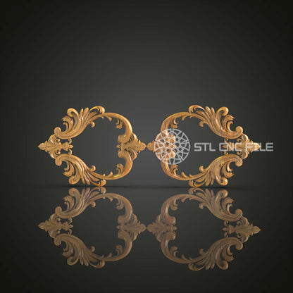 Baroque Corner Ornaments STL File for CNC, Elegant Scrollwork Artcam Aspire, Wood Carving Decor, CNC Router Engraving Art, Classical Wall Accents, Rococo Style Decor