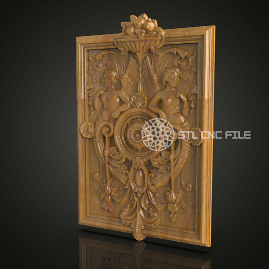 Baroque Elegance Panel STL - Exquisite CNC Carving File