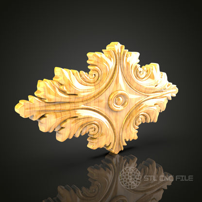 Baroque Leaf Scroll STL Model for CNC Router Engraving