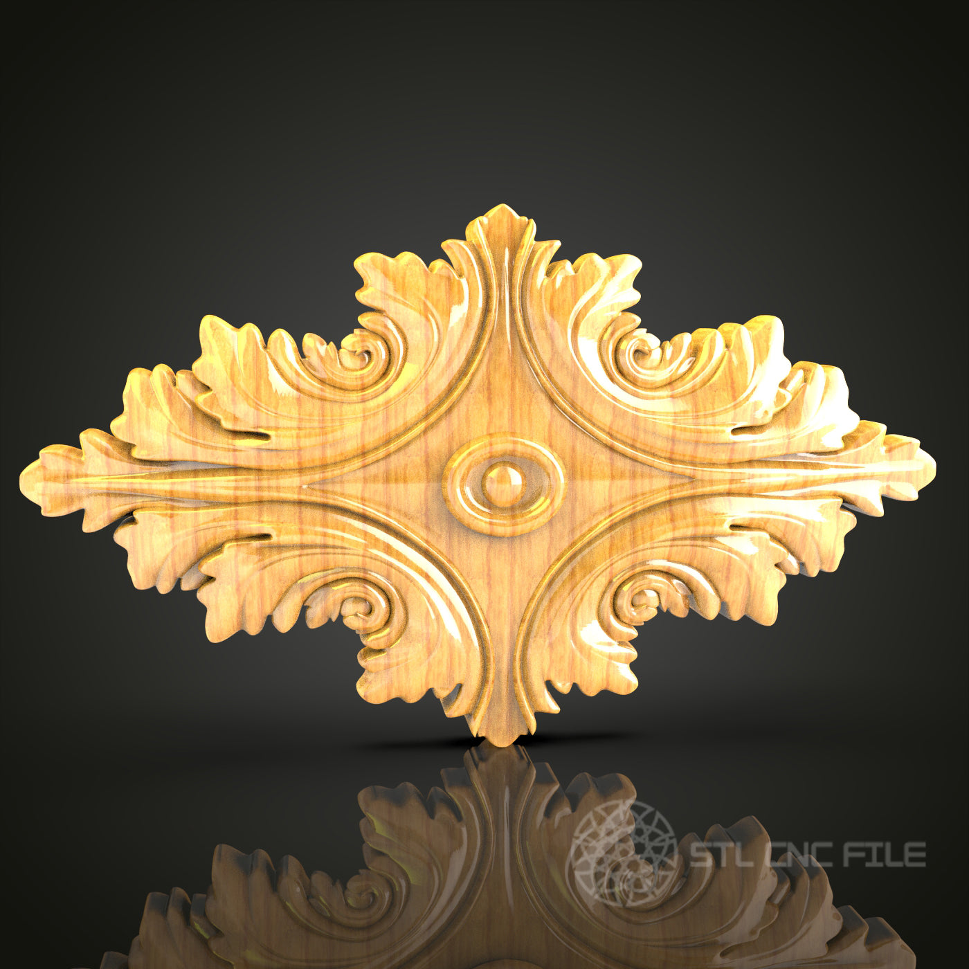 Baroque Leaf Scroll STL Model for CNC Router Engraving