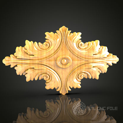 Baroque Leaf Scroll STL Model for CNC Router Engraving