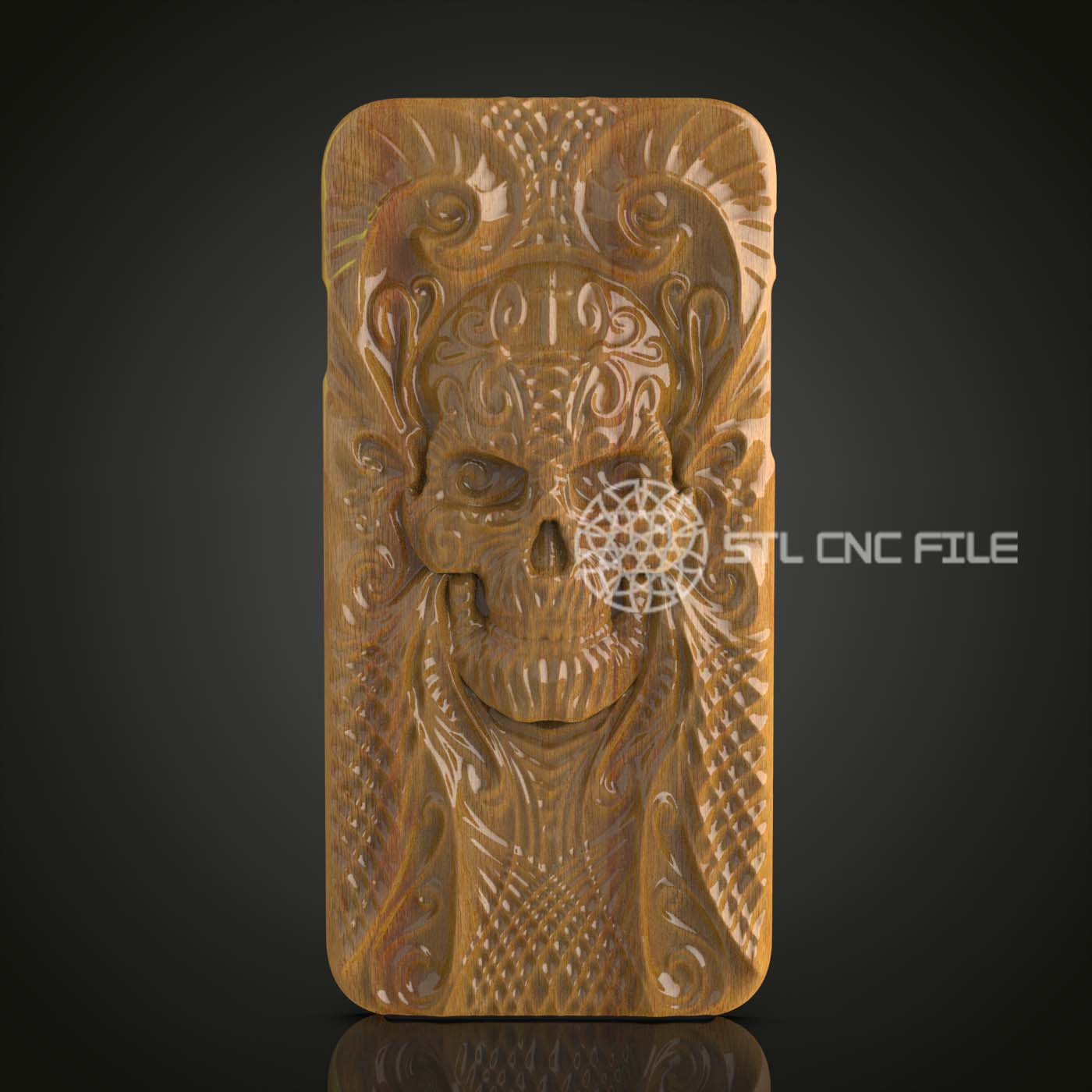Baroque Skull STL File for CNC - Gothic Wood Carving Art