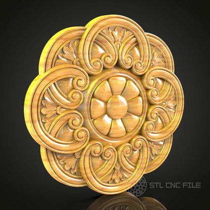 Baroque Style CNC Carved Wood Panel, STL Model for Router, Elegant Wall Decor