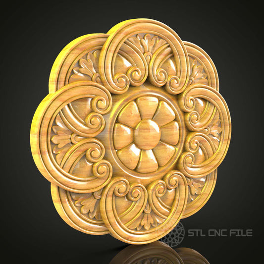 Baroque Style CNC Carved Wood Panel, STL Model for Router, Elegant Wall Decor