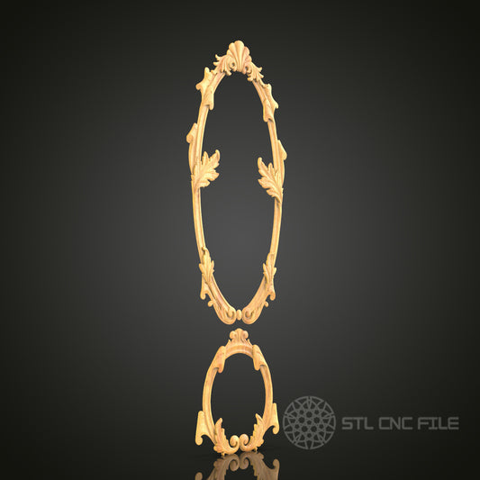 Baroque Style Oval Frame STL Model for CNC Routers, Wood Art Wall Decor, Artcam Aspire CNC Files