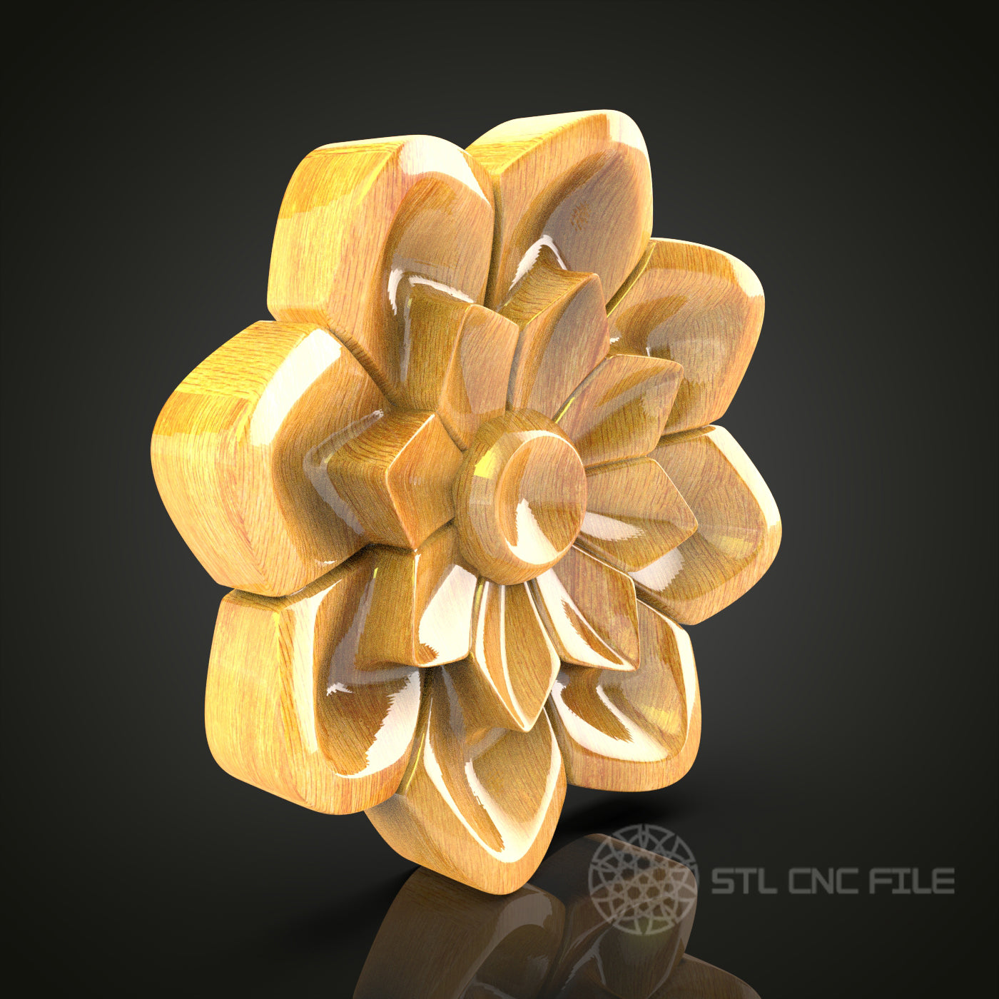 Blooming Flower STL Model for CNC Router - Artistic Wooden Decor, Artcam, Aspire, CNC Files