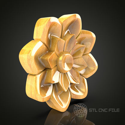 Blooming Flower STL Model for CNC Router - Artistic Wooden Decor, Artcam, Aspire, CNC Files