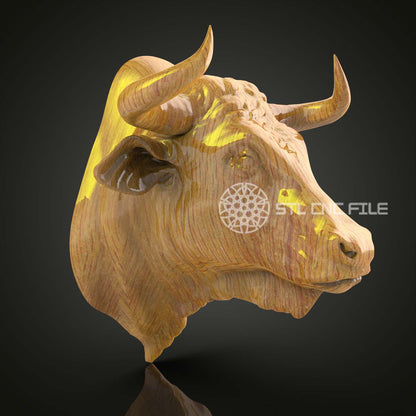 Bovine Majesty - STL Bull Model, CNC Router File, ArtcamAspire Carving, Rustic Wall Deco