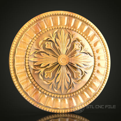Classic Rosette STL Model for CNC Router - Retro Style Wooden Decor, Artcam, Aspire, CNC Files