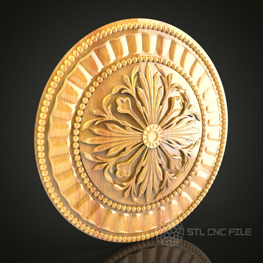 Classic Rosette STL Model for CNC Router - Retro Style Wooden Decor, Artcam, Aspire, CNC Files