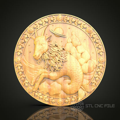 Capricorn Zodiac and Celestial STL Model for CNC Engraving