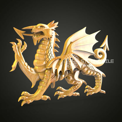 Carved Wooden Dragon STL File, CNC Router Ready, Artcam Aspire Digital Art, Woodworking CNC Design, Home Wall Decor, 3D Model